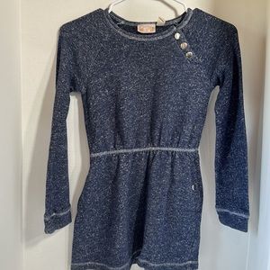 Red camel girls warm blue long sleeve dress with pockets size medium